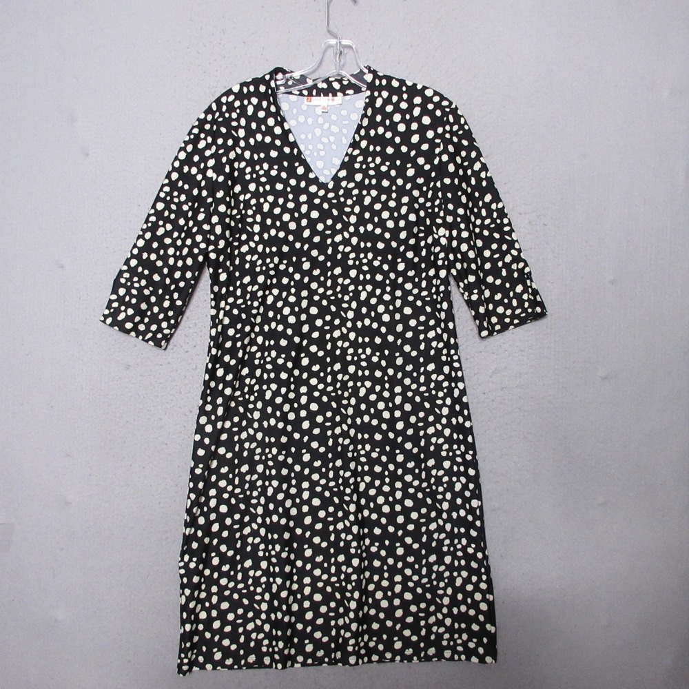 Jude Connally Dress Medium Black White Polka Dot Mod Career Office Preppy READ